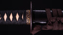 Antique Japanese Katana Sword with Iron Tsuba and Black Lacquet Mountings