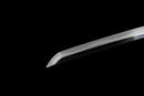 Emaki Katana - — T10 Steel, Red ito handle with gold, black saya with warrior art, blue sageo