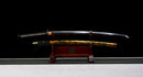 Kohaku Katana - — Tamahagane, Black ito over white rayskin, Gold/black speckled saya, black sageo
