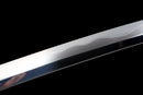 Kohaku Katana - — Tamahagane, Black ito over white rayskin, Gold/black speckled saya, black sageo