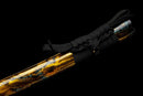 Kohaku Katana - — Tamahagane, Black ito over white rayskin, Gold/black speckled saya, black sageo