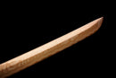 Akagane Katana - — Damascus Steel, Black wrap, white diamonds, gold tsuba, black gold floral saya