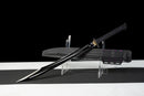 Nightshade Tactical Gladius — DLC Elite — 80CrV2 steel, Black grip, violet pins, black textured sheath, gold guard