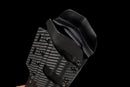 Nightshade Tactical Gladius — DLC Elite — 80CrV2 steel, Black grip, violet pins, black textured sheath, gold guard