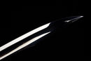 Nightshade Tactical Gladius — DLC Elite — 80CrV2 steel, Black grip, violet pins, black textured sheath, gold guard