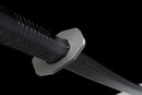 Iron Reaper Tactical Dao — high-carbon steel, Black textured handle, black ribbed polymer sheath with clip.