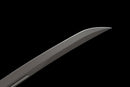 Iron Reaper Tactical Dao — high-carbon steel, Black textured handle, black ribbed polymer sheath with clip.