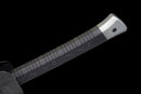 Iron Reaper Tactical Dao — high-carbon steel, Black textured handle, black ribbed polymer sheath with clip.