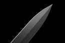 Carbon Viper Short Sword — high-carbon steel, Black patterned handle, black carbon fiber sheath