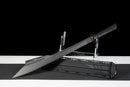 Champion Chopper Tactical Sword — Ceramic Edition — Black ergonomic grip, orange ring, black tactical, carbon fiber pattern