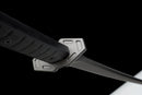 Phantom Tachi Long Tactical Sword — high-carbon steel, Black textured handle, black molded sheath, modular holes, belt clip