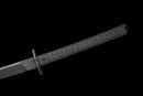Phantom Tachi Long Tactical Sword — high-carbon steel, Black textured handle, black molded sheath, modular holes, belt clip