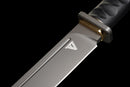 Stealth Hawk Short Sword — Titanium Edition — black textured grip, gold collar, black molded sheath with clip