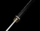 Stealth Hawk Short Sword — Titanium Edition — black textured grip, gold collar, black molded sheath with clip