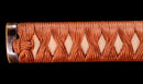 Antique Japanese Katana Sword with Red Saya and Gold Fukurin Momiji Tsuba