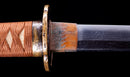 Antique Japanese Katana Sword with Red Saya and Gold Fukurin Momiji Tsuba