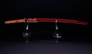 Antique Japanese Katana Sword with Red Saya and Gold Fukurin Momiji Tsuba