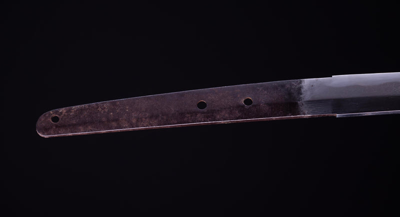 Antique Japanese Katana Sword with Iron Tsuba and Black Lacquet Mountings