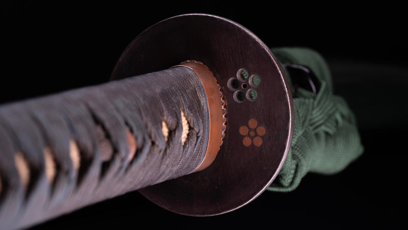 Antique Japanese Katana Sword signed Seki-ju Kaneyoshi with Beautiful Green Saya.