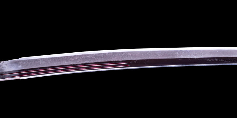 Antique Japanese Katana Sword with Red lacquered Groove
