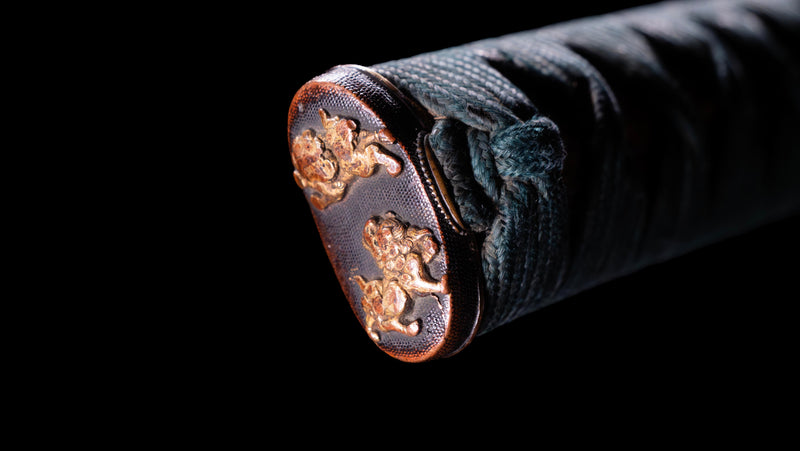 Antique Japanese Katana Sword with Red lacquered Groove
