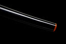 Mikazuki Katana - — Damascus Steel, Tan wrap handle, gold ornate tsuba, black lacquered sheath, black cord