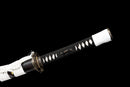 Shirōkami Katana - — T10 Steel, Black ito handle, white kashira; black saya, white sageo, silver kojiri