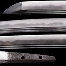 Antique Japanese Sword Wakizashi Toranba Hamon with Kogatana & Shakudō Tsuba